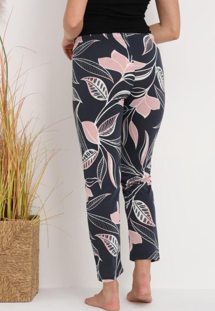 Pantaloni de Pijama Dama ,Culoare Bleumarin cu Roz,Engros